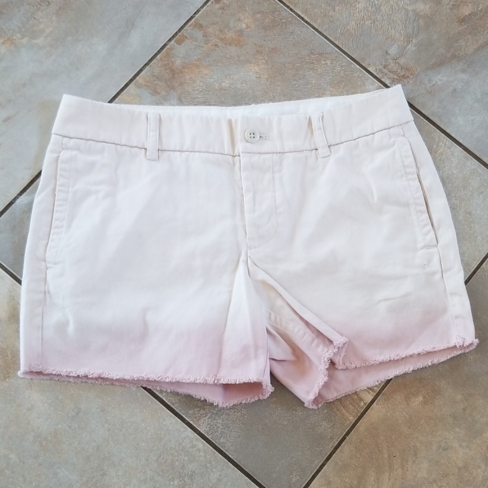 J Crew Broken In Boyfriend Fit ombre pink raw frayed  hem shorts Size 4